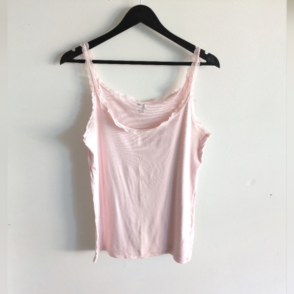 GAP NWOT Lace Trim Pink Tank Top size XL